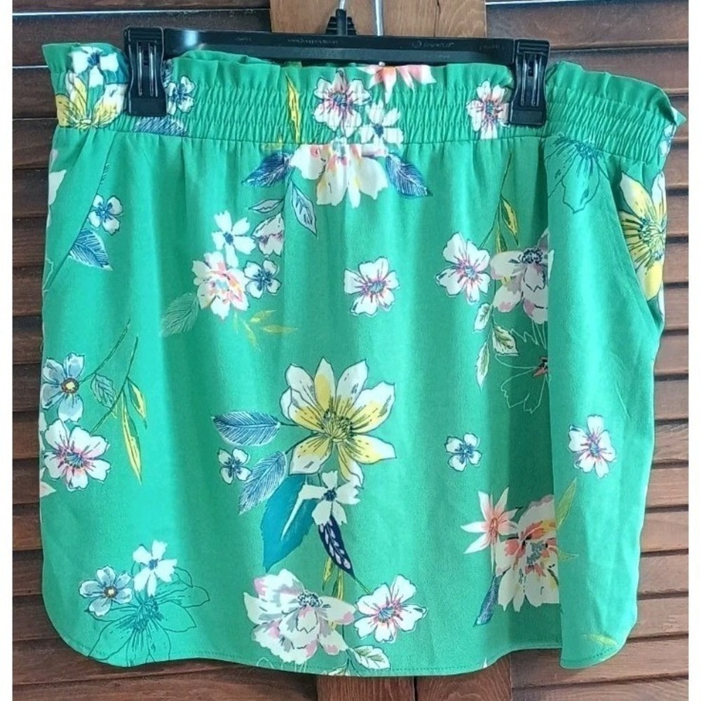 Dr2 by Daniel Rainn Green Floral Skirt Skorts Size XL Summer Comfort Lightweight
